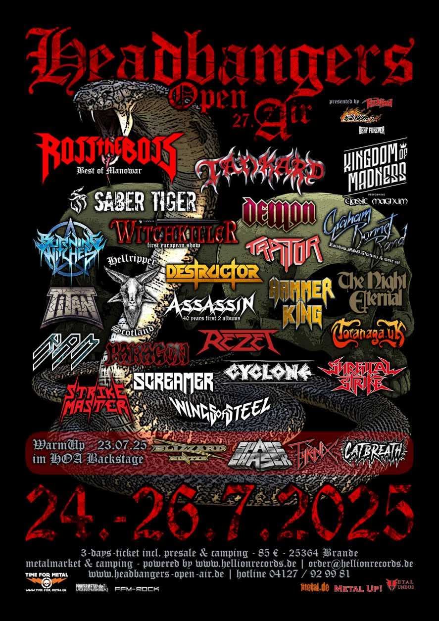 Headbangers Open Air, 24.-26.07.25, Brande-Hörnerkirchen – Vorbericht